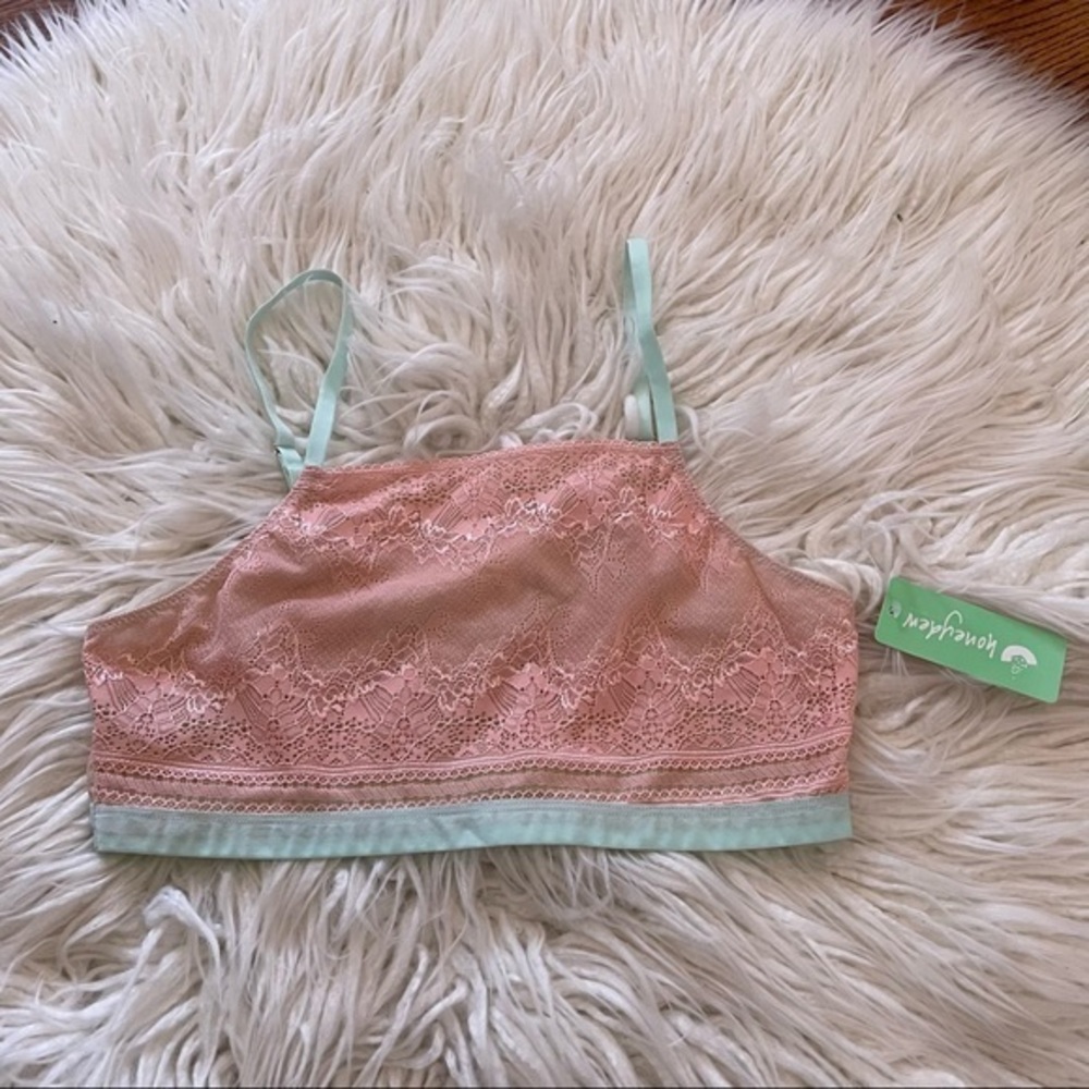Honeydew lace bralette pink blue size‎ Large NWT